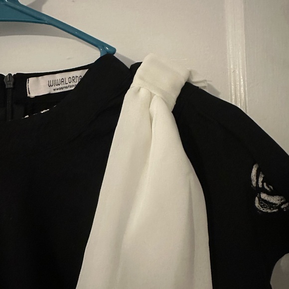 30 -  Formal Black Rose Embroidery Puff Sleeve Dresses  Bodycon A-line - Picture 5 of 11